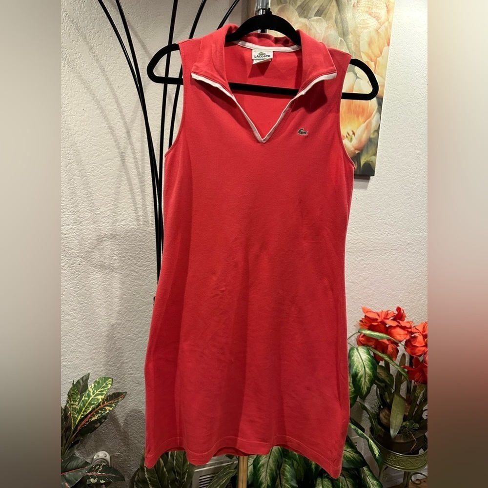Lacoste Sleeveless Pipped and Tipped Solid Polo Dress size 40